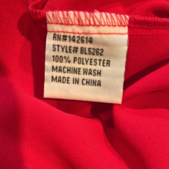 Red Rhinestone Embellished High Low Poly Tunic - Picture 8 of 10